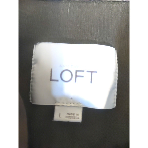 Loft Women's Sz Large Olive Green Jacket Zip Snap Utility Military Linen Blend - Picture 5 of 10